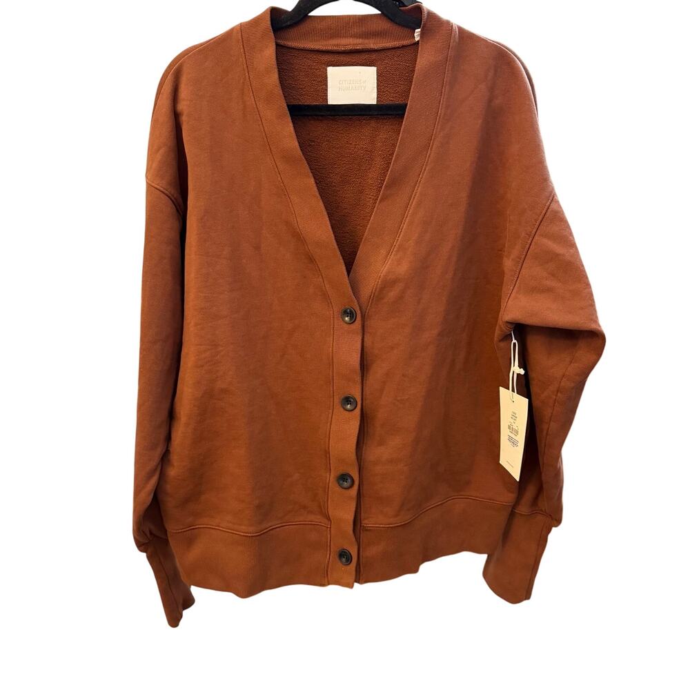 Citizens of humanity Fleece Cardigan In Chai Brown Size Small Oversized Comfort - Picture 11 of 14